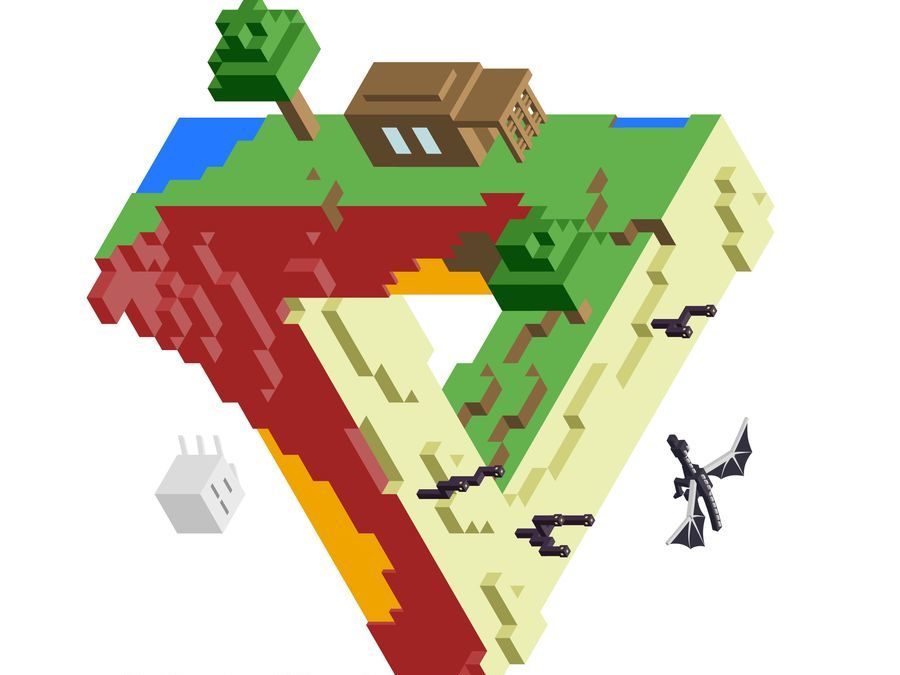 Minecraft in the form of a penrose triangle